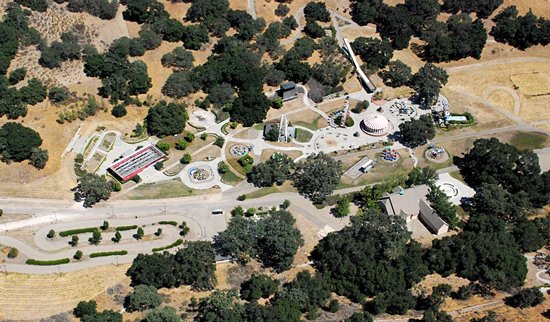 Aerial view of the amusement-park rides at Neverland Ranch