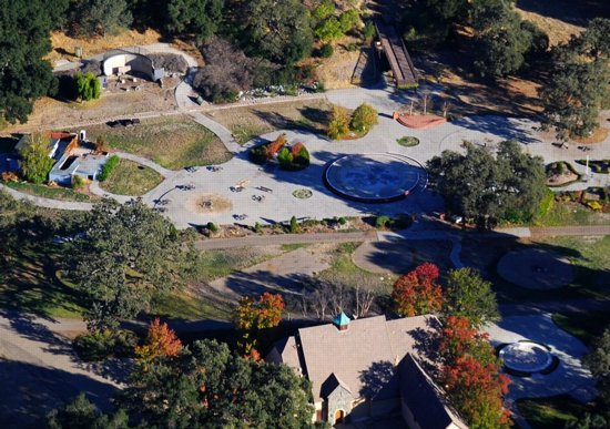 Aerial view of Neverland Ranch after the amusement rides were removed